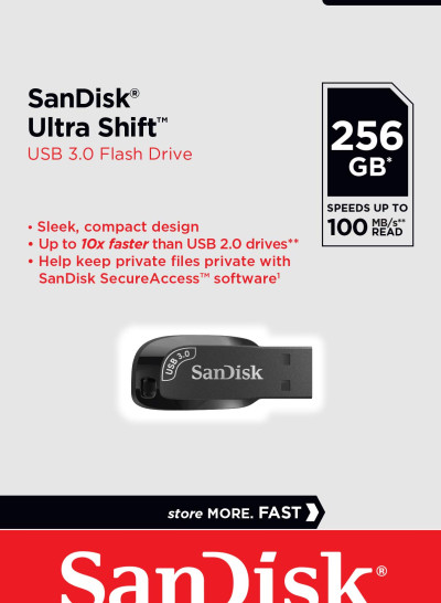 SanDisk 256GB Ultra Shift USB 3.0 100Mb/s Flash Drive 