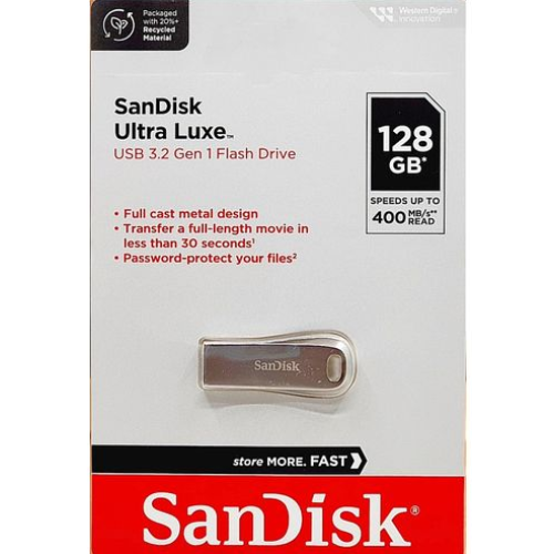 SanDisk Ultra Luxe 128GB USB 3.2 Flash Drive, 400MB/s