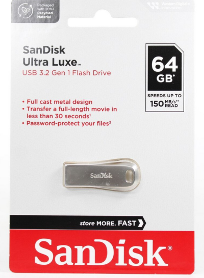 SanDisk Ultra Luxe 64GB USB 3.2 Flash Drive, 400MB/s 