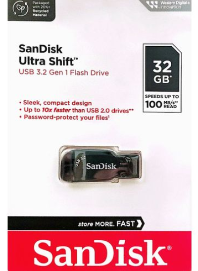 SanDisk 32GB Ultra Shift USB 3.2 100Mb/s Flash Drive 