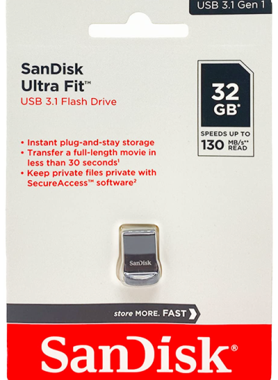 SanDisk Ultra Fit 32GB, USB 3.1 - Small Hi-Speed USB Drive