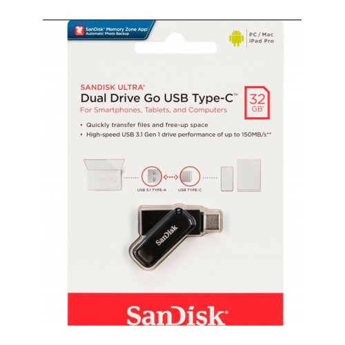 SanDisk 32GB Ultra Dual Drive Go USB 3.0 & Type-C Flash Drive
