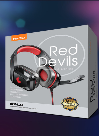 Recci REP-L23 Red Devils Gaming RGB Headset