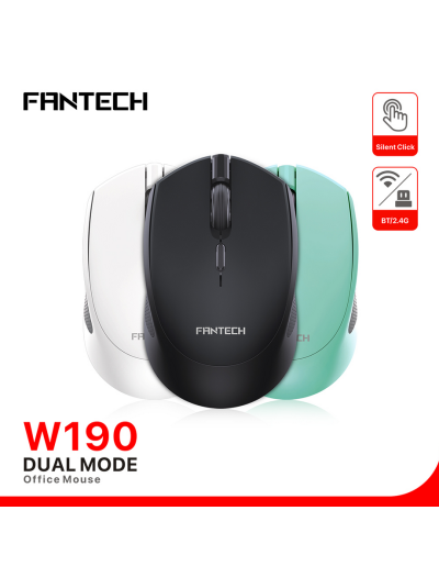 Fantech W190 Silent Switch Ambidextrous Office Black Mouse, Supports both Bluetooth & 2.4GHz wireless 