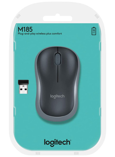 Logitech M185 Wireless Mouse, 2.4GHz with USB Mini Receiver, 12-Month Battery Life, 1000 DPI Optical Tracking 