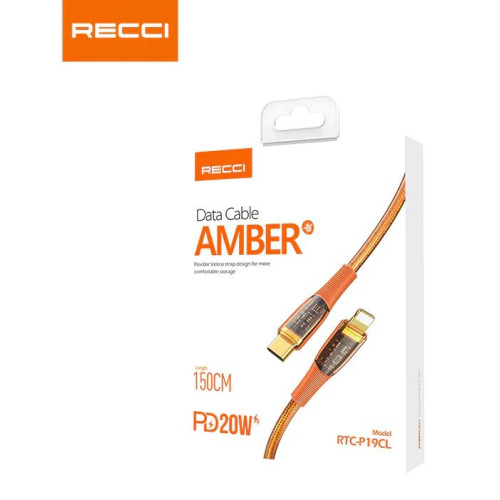 RECCI RTC-P19CL AMBER PD20W TYPE-C TO LIGHTNING LED CABLE 1.5M