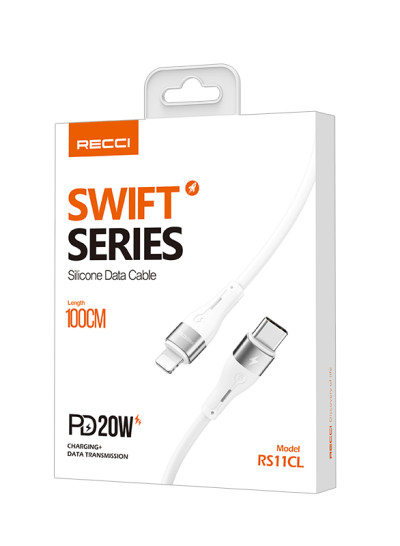 RECCI RS11CL PD20W TYPE-C TO LIGHTNING SILICONE CABLE 1M