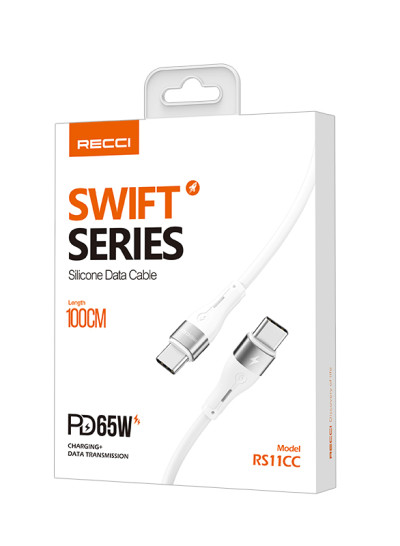 RECCI RS11CC 65W TYPE-C to TYPE-C Silicone Fast Charging Cable 1M