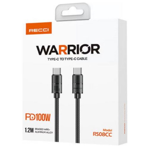 Recci RS08CC Type-C To Type-C Pd Cable Warrior Series 100W Fast Charging 1.2M