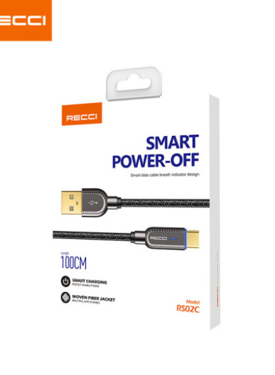 RECCI RS02C SMART POWER-OFF USB-A To TYPE-C WITH LED 1M