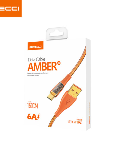 RECCI RTC-P19C AMBER 6A USB-A TO TYPE-C FAST CHARGING CABLE 1.50M