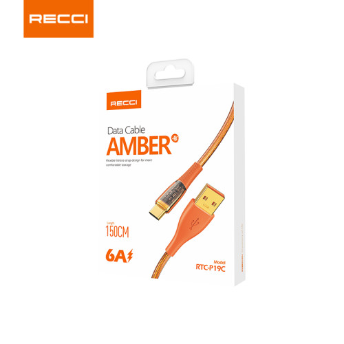 RECCI RTC-P19C AMBER 6A USB-A TO TYPE-C FAST CHARGING CABLE 1.50M