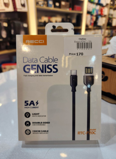 Recci RTC-P20C USB To Type-C 5A Fast Charging Cable 1.5M 