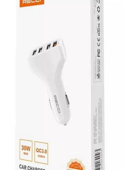 Recci Car Charger RCC-N03 4 Port USB 30W Max White 
