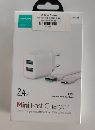 JoyRoom L-2A123 2.4A Micro Mini Fast + 1m Micro USB Cable	