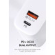 Recci RCT-P19E Fast Charger 30W-Dual Port PD+QC3.0 - White