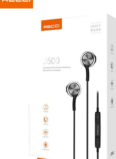 Recci Earphone J500 Heavy Bass 3.5mm	