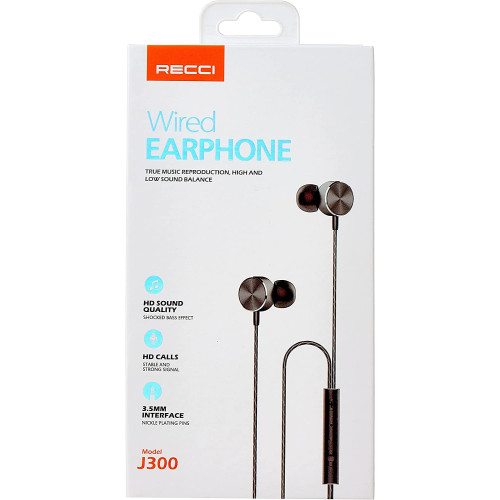 Recci J300 WIRED EARPHONE, HD SOUND QUALITY 3.5mm