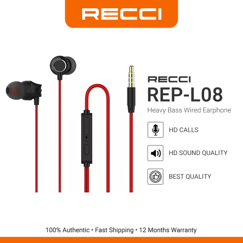 Recci REP-L08 WIRED EARPHONE, PURE SOUND QUALITY