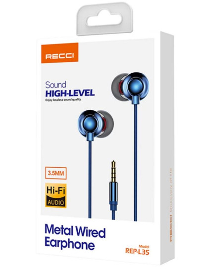 Recci Earphone REP-L35 WIRED EARPHONE, HI-FI Audio QUALITY 3.5mm
