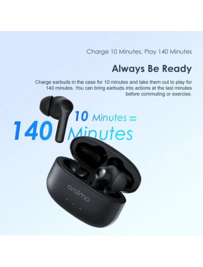 Oraimo FreePods 3C ENC Calling Noise Cancellation, powerful bass 4 mics, Long Playtime True Wireless Earbuds IPX5-Water Resistant 