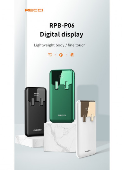 RECCI RPB-P06 BackPack Power Bank 10000mAh - Green